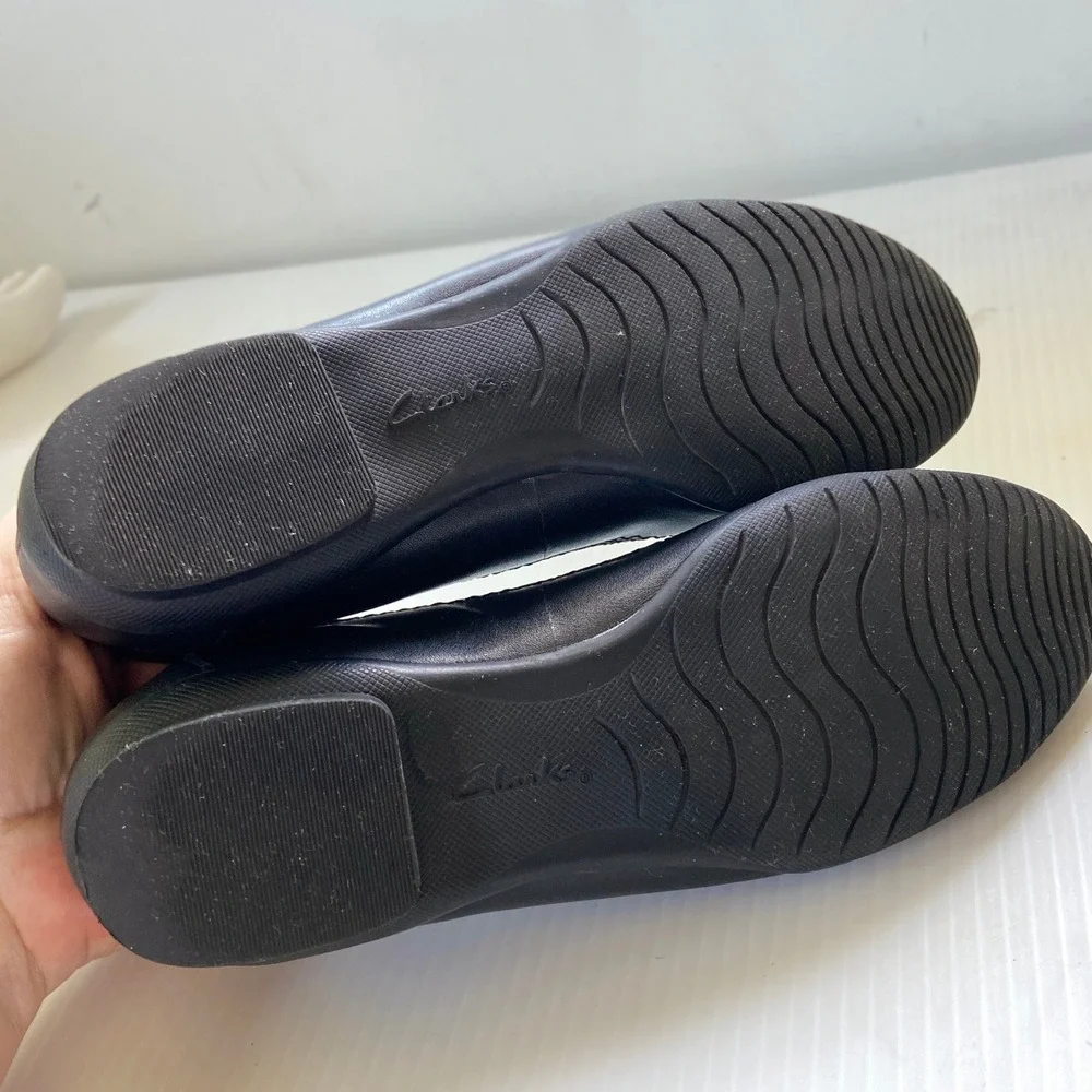Clarks Sara Bay Ballet Flats Black Leather Womens 9M